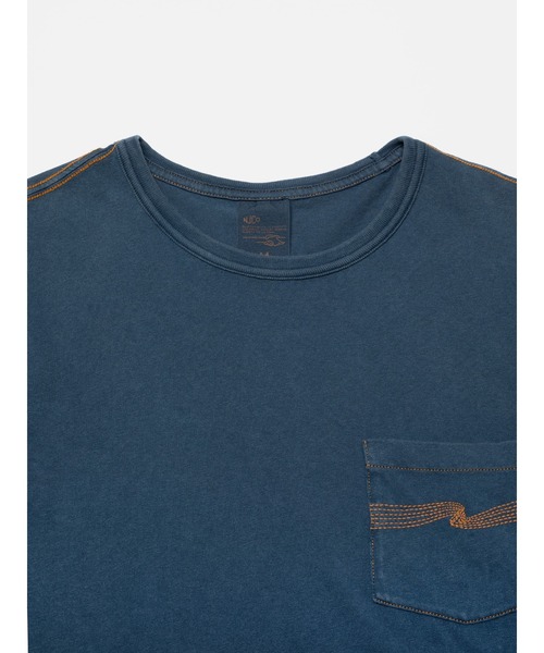 Nudie Jeans(ヌーディージーンズ)の「Nudie Jeans/ヌーディージーンズ Ricky Pocket T-Shirt / ポケットTシャツ / Washed Blue(Tシャツ/カットソー・メンズ・ブルー・S/M/L/XL)」の4枚目の写真