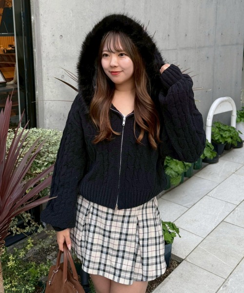 セール】【マシュマロタッチ】ケーブルファーパーカー（パーカー