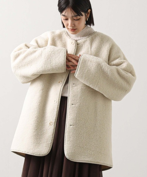 Acuta（アクータ）の「リバーシブルボアクルーネックジャケット（その他アウター・レディース・ネイビー/アイボリー・FREE）」の2枚目の写真