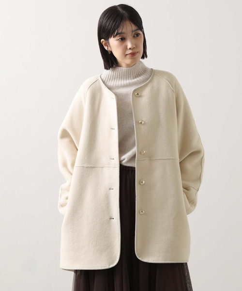 Acuta（アクータ）の「リバーシブルボアクルーネックジャケット（その他アウター・レディース・ネイビー/アイボリー・FREE）」の3枚目の写真