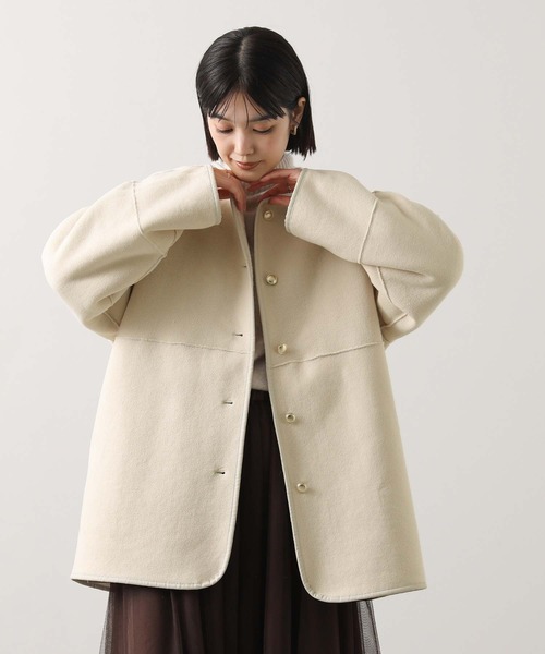 Acuta（アクータ）の「リバーシブルボアクルーネックジャケット（その他アウター・レディース・ネイビー/アイボリー・FREE）」の7枚目の写真