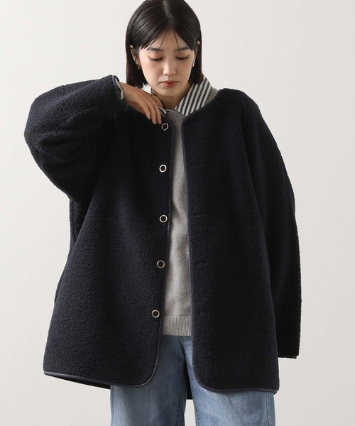 Acuta（アクータ）の「リバーシブルボアクルーネックジャケット（その他アウター・レディース・ネイビー/アイボリー・FREE）」の15枚目の写真