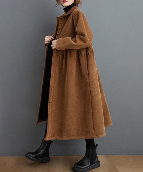 ONEP STAR（ワンピスター）の「裏起毛コーデュロイシャツワンピース（シャツワンピース・レディース・グリーン/ダークブラウン/ブラック/ブラウン・MEDIUM/LARGE/X-LARGE）」の14枚目の写真