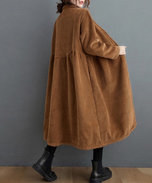 ONEP STAR（ワンピスター）の「裏起毛コーデュロイシャツワンピース（シャツワンピース・レディース・グリーン/ダークブラウン/ブラック/ブラウン・MEDIUM/LARGE/X-LARGE）」の16枚目の写真