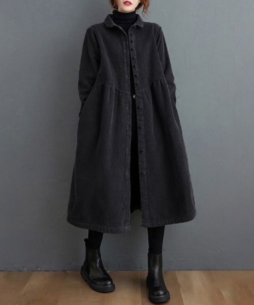 ONEP STAR（ワンピスター）の「裏起毛コーデュロイシャツワンピース（シャツワンピース・レディース・グリーン/ダークブラウン/ブラック/ブラウン・MEDIUM/LARGE/X-LARGE）」の8枚目の写真