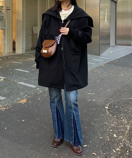 CIAOPANIC（チャオパニック）の「ウール混カデットコート（その他アウター・レディース・ブラウン/ブラック・MEDIUM/LARGE）」の5枚目の写真