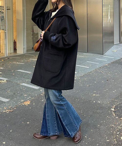 CIAOPANIC（チャオパニック）の「ウール混カデットコート（その他アウター・レディース・ブラウン/ブラック・MEDIUM/LARGE）」の6枚目の写真