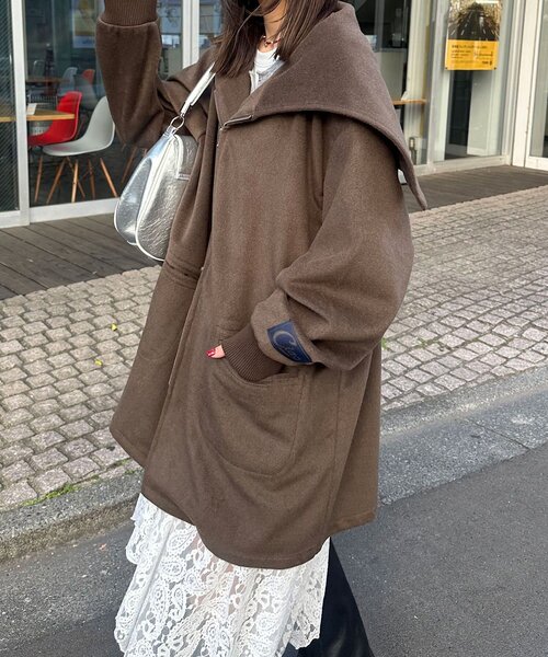 CIAOPANIC（チャオパニック）の「ウール混カデットコート（その他アウター・レディース・ブラウン/ブラック・MEDIUM/LARGE）」の21枚目の写真