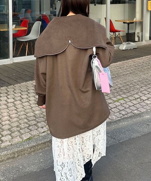 CIAOPANIC（チャオパニック）の「ウール混カデットコート（その他アウター・レディース・ブラウン/ブラック・MEDIUM/LARGE）」の22枚目の写真