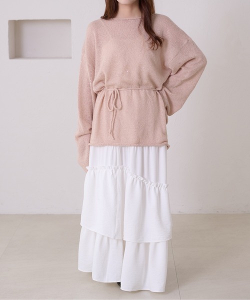 apres jour clair(アプレジュールクレア)の「【apres jour clair】オーバーサイズスパンコールラメシアーニット(ニット/セーター・レディース・クリーム/ベージュ/ピンクベージュ・X-LARGE/フリー)」の9枚目の写真