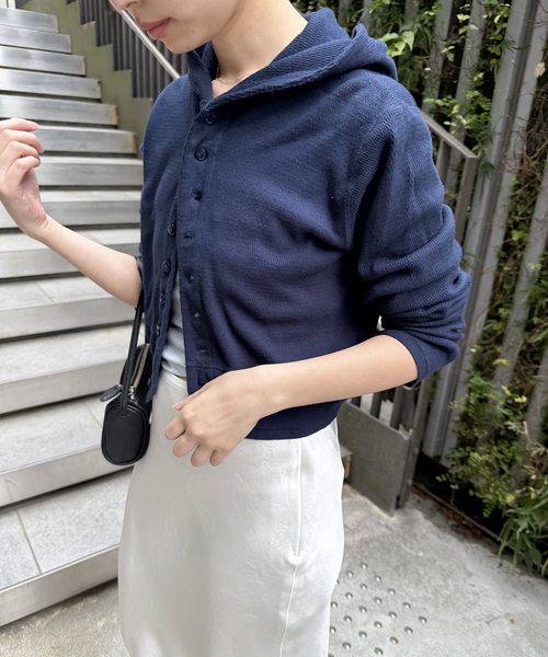 Faith（-）の「【FAITH×LULU】cotton Thermal hoodie cardigan（Tシャツ/カットソー・レディース・イエロー/ネイビー/ピンク・FREE）」の4枚目の写真
