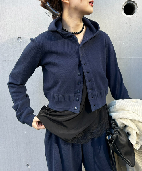 Faith（-）の「【FAITH×LULU】cotton Thermal hoodie cardigan（Tシャツ/カットソー・レディース・イエロー/ネイビー/ピンク・FREE）」の6枚目の写真