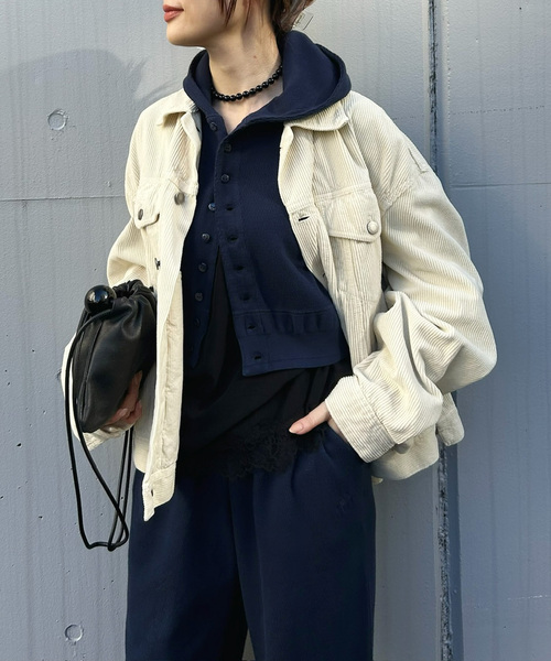 Faith（-）の「【FAITH×LULU】cotton Thermal hoodie cardigan（Tシャツ/カットソー・レディース・イエロー/ネイビー/ピンク・FREE）」の8枚目の写真