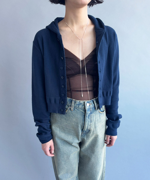 Faith（-）の「【FAITH×LULU】cotton Thermal hoodie cardigan（Tシャツ/カットソー・レディース・イエロー/ネイビー/ピンク・FREE）」の10枚目の写真