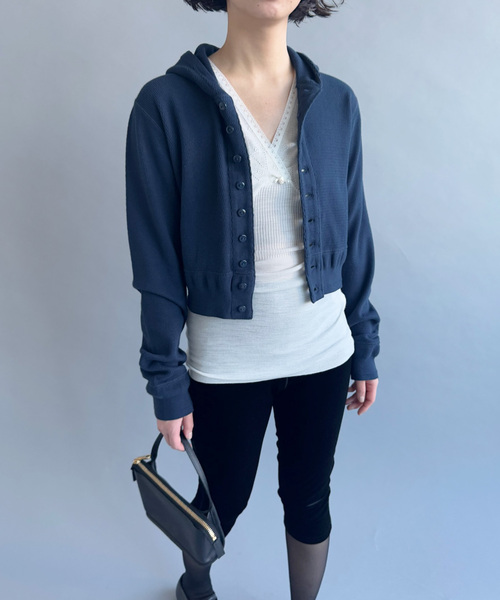 Faith（-）の「【FAITH×LULU】cotton Thermal hoodie cardigan（Tシャツ/カットソー・レディース・イエロー/ネイビー/ピンク・FREE）」の17枚目の写真
