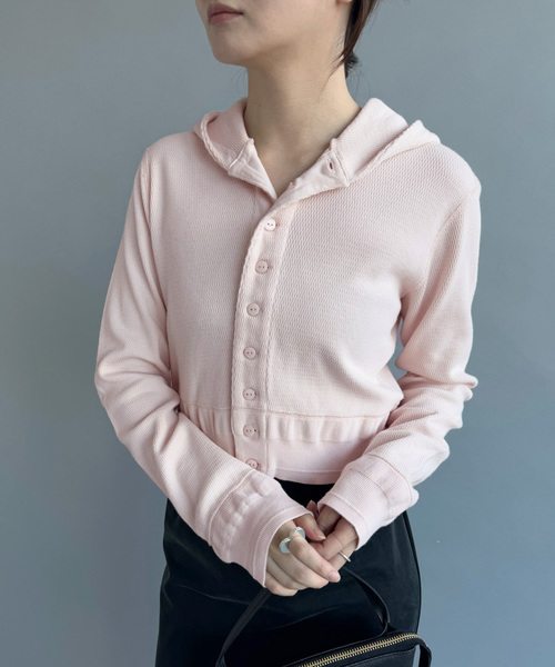 Faith（-）の「【FAITH×LULU】cotton Thermal hoodie cardigan（Tシャツ/カットソー・レディース・イエロー/ネイビー/ピンク・FREE）」の20枚目の写真