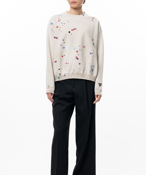 Maison MIHARA YASUHIRO（メゾンミハラヤスヒロ）の「Kids Sticker Printed Sweatshirt（スウェット・レディース・ブラック/ホワイト・36/38）」の4枚目の写真