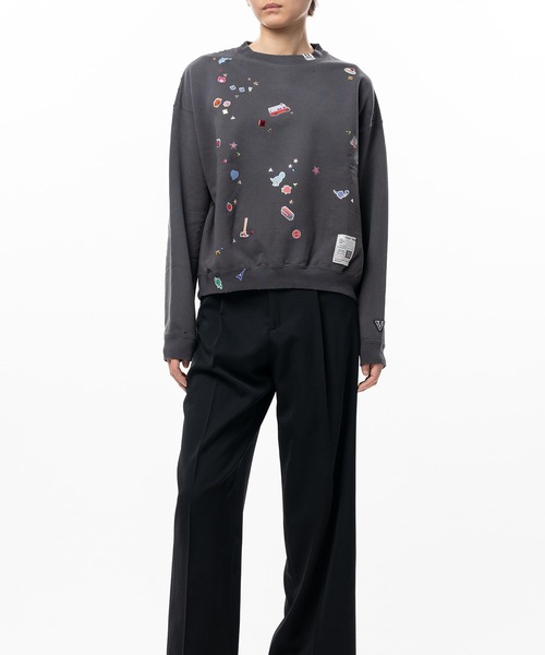 Maison MIHARA YASUHIRO（メゾンミハラヤスヒロ）の「Kids Sticker Printed Sweatshirt（スウェット・レディース・ブラック/ホワイト・36/38）」の11枚目の写真