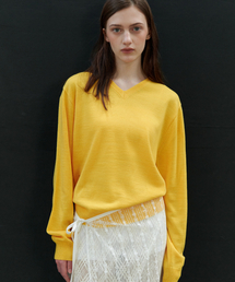 V NECK BASIC KNIT - YELLOW