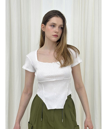 BAGEL SQUARE NECK T-SHIRT / WHITE