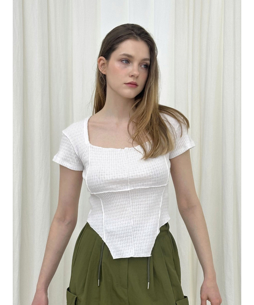 MOIFAIRE(モイフェア)の「BAGEL SQUARE NECK T-SHIRT / WHITE(Tシャツ/カットソー・レディース・ホワイト・FREE)」の1枚目の写真
