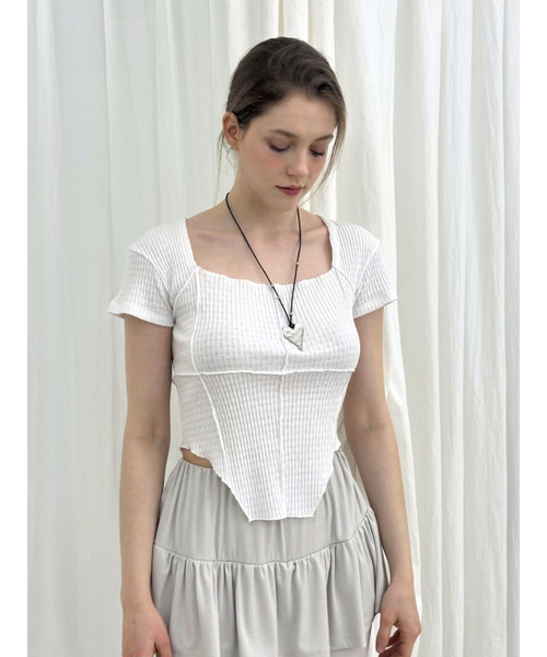 MOIFAIRE(モイフェア)の「BAGEL SQUARE NECK T-SHIRT / WHITE(Tシャツ/カットソー・レディース・ホワイト・FREE)」の3枚目の写真