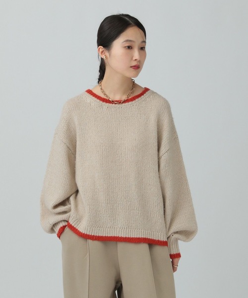 LEPSIM（レプシィム）の「3ゲージ配色ショートプルオーバー　637998（ニット/セーター・レディース・ベージュ/ピンク/チャコールグレー/ライトブルー・FREE）」の15枚目の写真