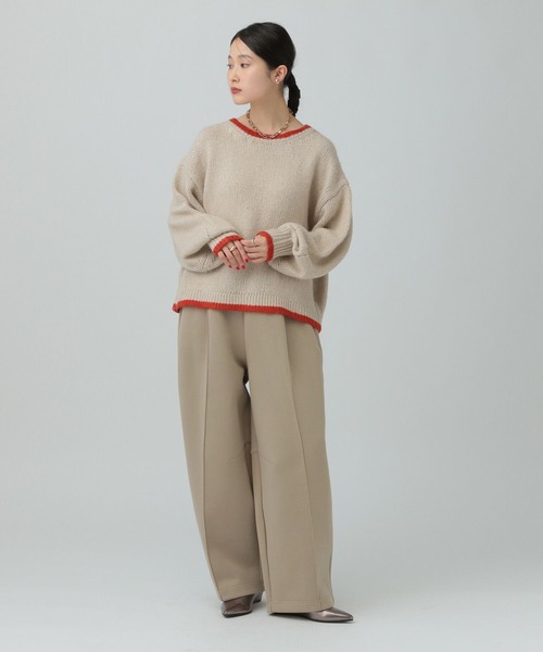 LEPSIM（レプシィム）の「3ゲージ配色ショートプルオーバー　637998（ニット/セーター・レディース・ベージュ/ピンク/チャコールグレー/ライトブルー・FREE）」の19枚目の写真