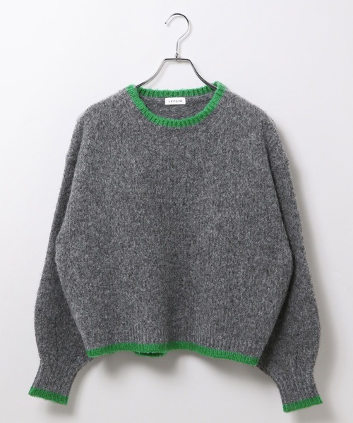 セール】3ゲージ配色ショートプルオーバー 637998（ニット/セーター