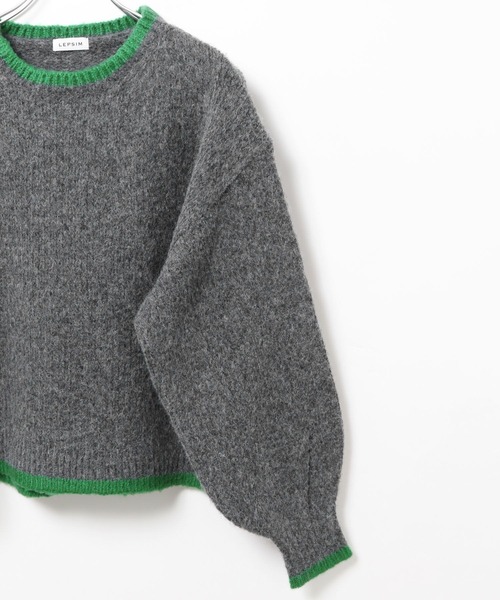 LEPSIM（レプシィム）の「3ゲージ配色ショートプルオーバー　637998（ニット/セーター・レディース・ベージュ/ピンク/チャコールグレー/ライトブルー・FREE）」の6枚目の写真