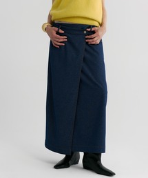 Bie（ビエ）の「デニムライク ラップスカート（デニムスカート）」