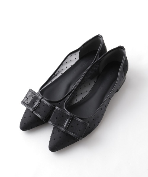 NANO universe（ナノユニバース）の「ドットフロッキーリボンパンプス（パンプス・レディース・ブラック/ベージュ・38/37/36）」の4枚目の写真