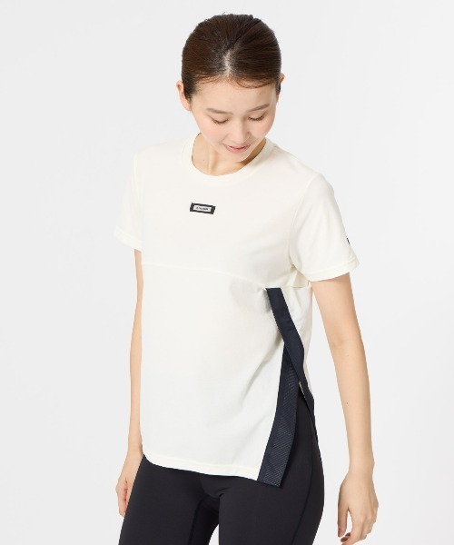 le coq sportif(ルコックスポルティフ)の「【le coq sportif/ルコック】左サイドスリット ヒップカバー半袖Tシャツ【脚長効果/シアー素材/フィットネス】(Tシャツ/カットソー・レディース・ホワイト/ネイビー/ブルー・M/L)」の2枚目の写真