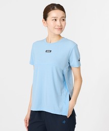 【le coq sportif/ルコック】左サイドスリット ヒップカバー半袖Tシャツ【脚長効果/シアー素材/フィットネス】