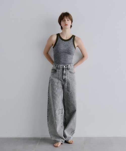 RITAN(リタン)の「【RITAN/リタン】Curve Denim Pants/カーブデニムパンツ(デニムパンツ・レディース・グレー/インディゴブルー・1/2)」の3枚目の写真