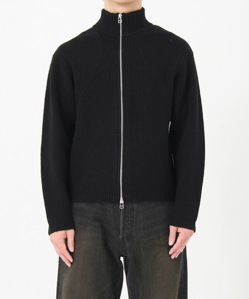 CONZ(コンズ)の「STAND FULL ZIP KNIT/ドライバーズニット/カッティング/CONZ/NVRFRGT(ニット/セーター・メンズ・ブラック/ダークグレー・1/2/3)」の4枚目の写真