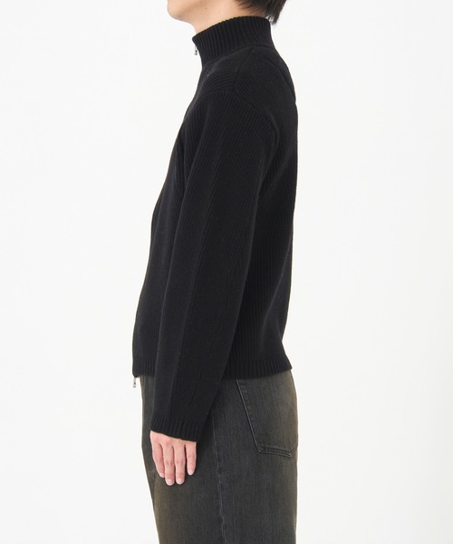 CONZ(コンズ)の「STAND FULL ZIP KNIT/ドライバーズニット/カッティング/CONZ/NVRFRGT(ニット/セーター・メンズ・ブラック/ダークグレー・1/2/3)」の5枚目の写真
