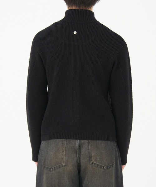 CONZ(コンズ)の「STAND FULL ZIP KNIT/ドライバーズニット/カッティング/CONZ/NVRFRGT(ニット/セーター・メンズ・ブラック/ダークグレー・1/2/3)」の6枚目の写真