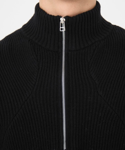 CONZ(コンズ)の「STAND FULL ZIP KNIT/ドライバーズニット/カッティング/CONZ/NVRFRGT(ニット/セーター・メンズ・ブラック/ダークグレー・1/2/3)」の7枚目の写真