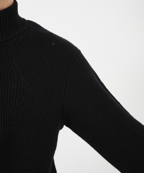 CONZ(コンズ)の「STAND FULL ZIP KNIT/ドライバーズニット/カッティング/CONZ/NVRFRGT(ニット/セーター・メンズ・ブラック/ダークグレー・1/2/3)」の8枚目の写真