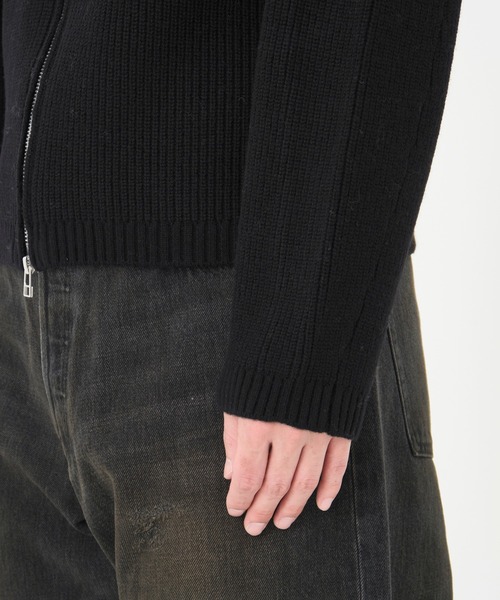 CONZ(コンズ)の「STAND FULL ZIP KNIT/ドライバーズニット/カッティング/CONZ/NVRFRGT(ニット/セーター・メンズ・ブラック/ダークグレー・1/2/3)」の10枚目の写真