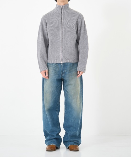 CONZ(コンズ)の「STAND FULL ZIP KNIT/ドライバーズニット/カッティング/CONZ/NVRFRGT(ニット/セーター・メンズ・ブラック/ダークグレー・1/2/3)」の12枚目の写真