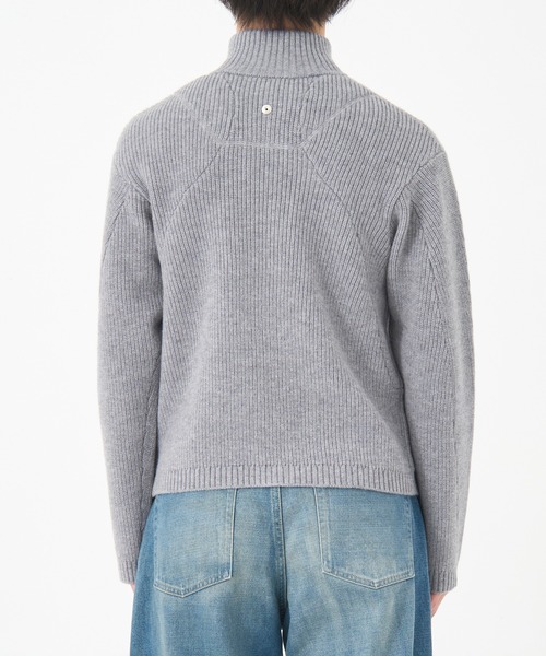 CONZ(コンズ)の「STAND FULL ZIP KNIT/ドライバーズニット/カッティング/CONZ/NVRFRGT(ニット/セーター・メンズ・ブラック/ダークグレー・1/2/3)」の14枚目の写真
