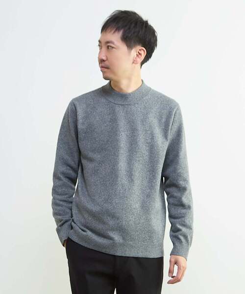 MEN'S MELROSE（メンズメルローズ）の「ラムウールライクモックネックニット（ニット/セーター・メンズ・グレー/ブラック/オフホワイト・4/3）」の3枚目の写真