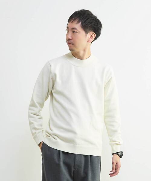MEN'S MELROSE（メンズメルローズ）の「ラムウールライクモックネックニット（ニット/セーター・メンズ・グレー/ブラック/オフホワイト・4/3）」の2枚目の写真