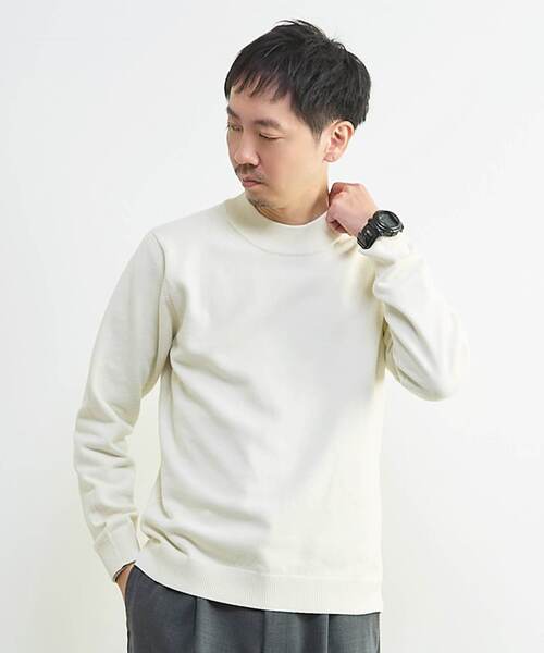 MEN'S MELROSE（メンズメルローズ）の「ラムウールライクモックネックニット（ニット/セーター・メンズ・グレー/ブラック/オフホワイト・4/3）」の6枚目の写真