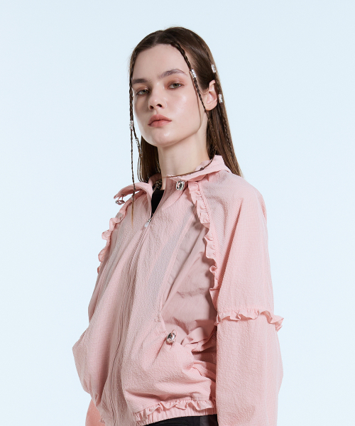 LARTIGENT(ラーティゼン)の「L11 FRILL WINDBREAKER(PINK)(ナイロンジャケット・レディース・その他・FREE)」の1枚目の写真