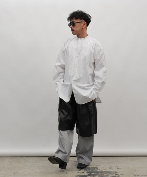 Aphlotus（アプロタス）の「バンドカラー ロングスリーブ オーバーシャツ（シャツ/ブラウス・メンズ・ブルー/ブラック/ホワイト・MEDIUM/SMALL/LARGE）」の20枚目の写真