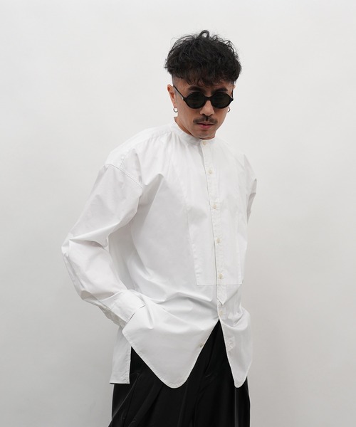 Aphlotus（アプロタス）の「バンドカラー ロングスリーブ オーバーシャツ（シャツ/ブラウス・メンズ・ブルー/ブラック/ホワイト・MEDIUM/SMALL/LARGE）」の22枚目の写真