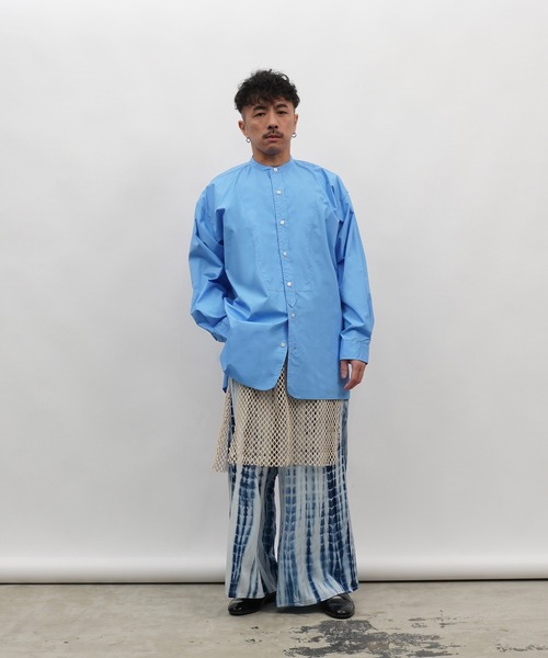 Aphlotus（アプロタス）の「バンドカラー ロングスリーブ オーバーシャツ（シャツ/ブラウス・メンズ・ブルー/ブラック/ホワイト・MEDIUM/SMALL/LARGE）」の5枚目の写真